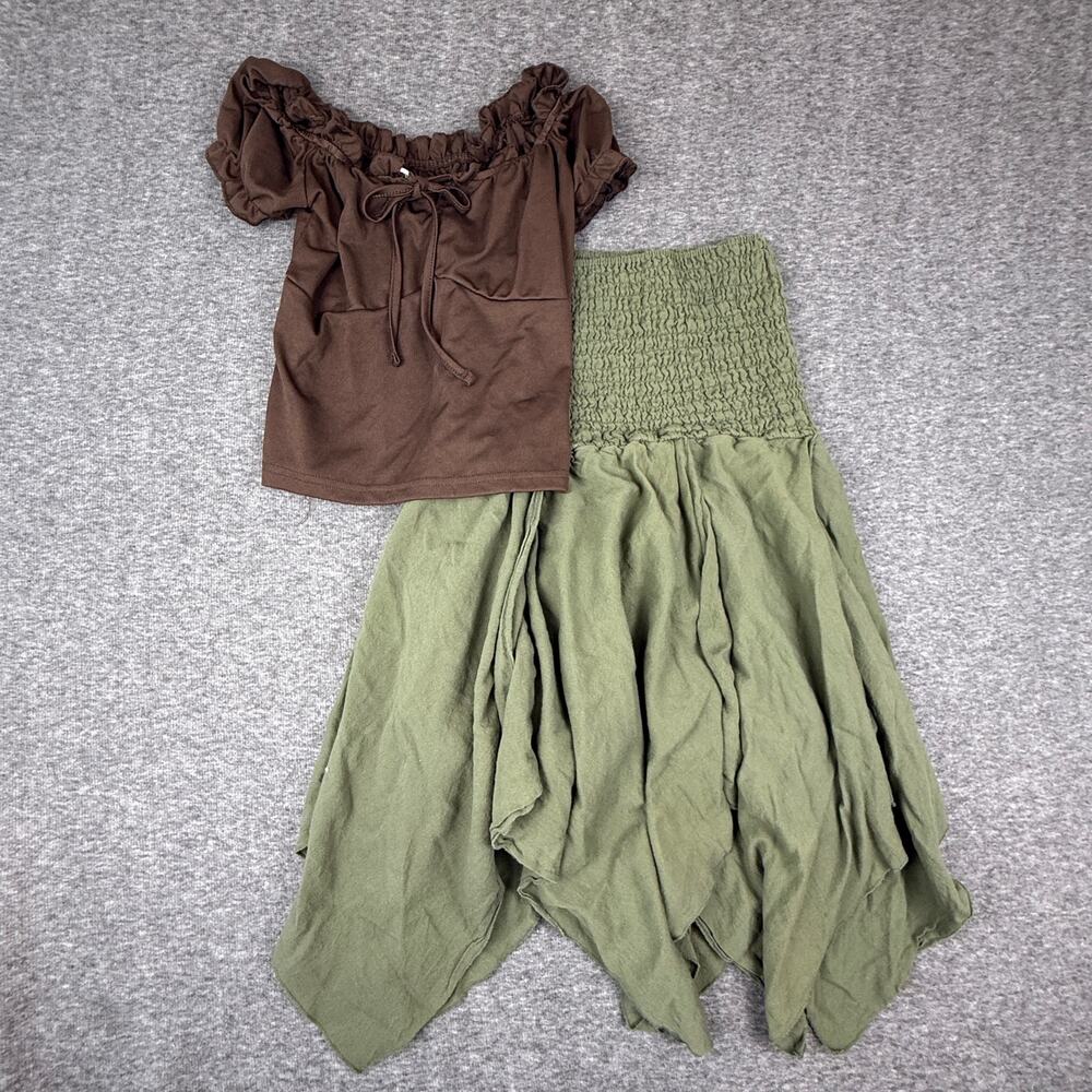 Earthbound Trading Company Set Ruffle Shirt Convertible Fairy Skirt S/M